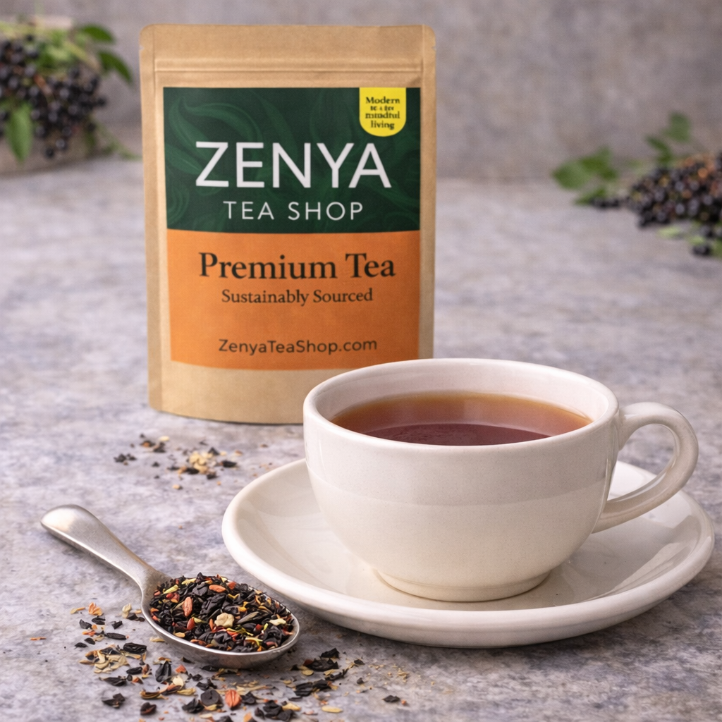 Elderberry Black Loose Leaf Tea - Bold Berry & Floral Blend with Cranberry - Hot or Iced
