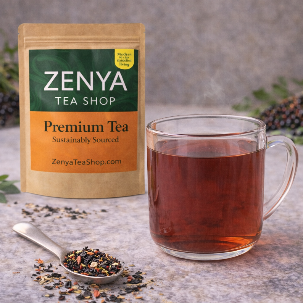 Elderberry Black Loose Leaf Tea - Bold Berry & Floral Blend with Cranberry - Hot or Iced
